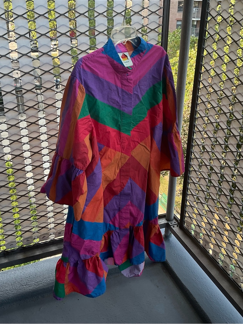FARM RIO Amanda Stripes Mini Dress XL Tiered Ruffle Multicolor